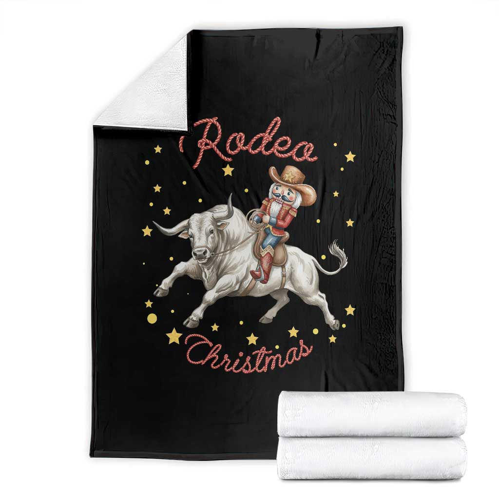 Funny Nutcracker Bull Riding Rodeo Christmas Throw Blanket Western Holiday Gift TS12 Black Print Your Wear