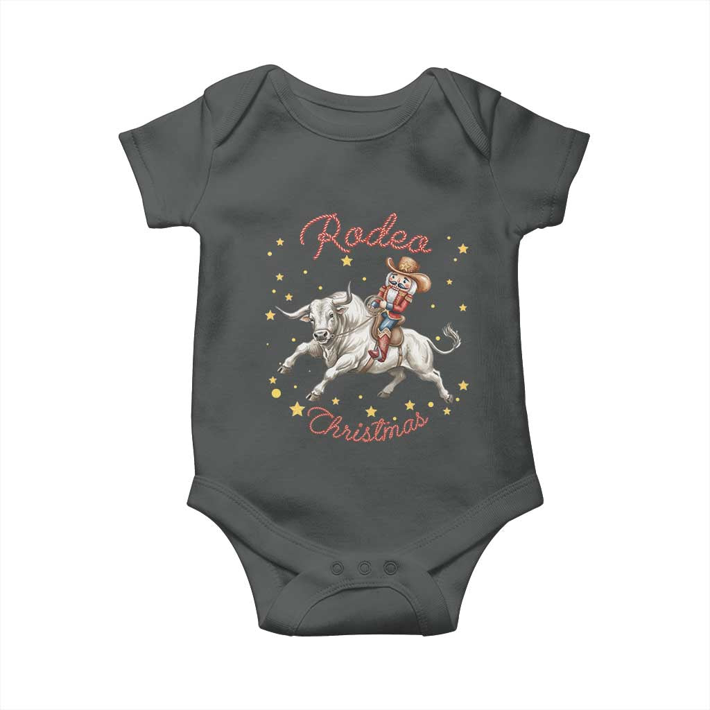 Funny Nutcracker Bull Riding Rodeo Christmas Baby Onesie Western Holiday Gift TS12 Dark Heather Print Your Wear