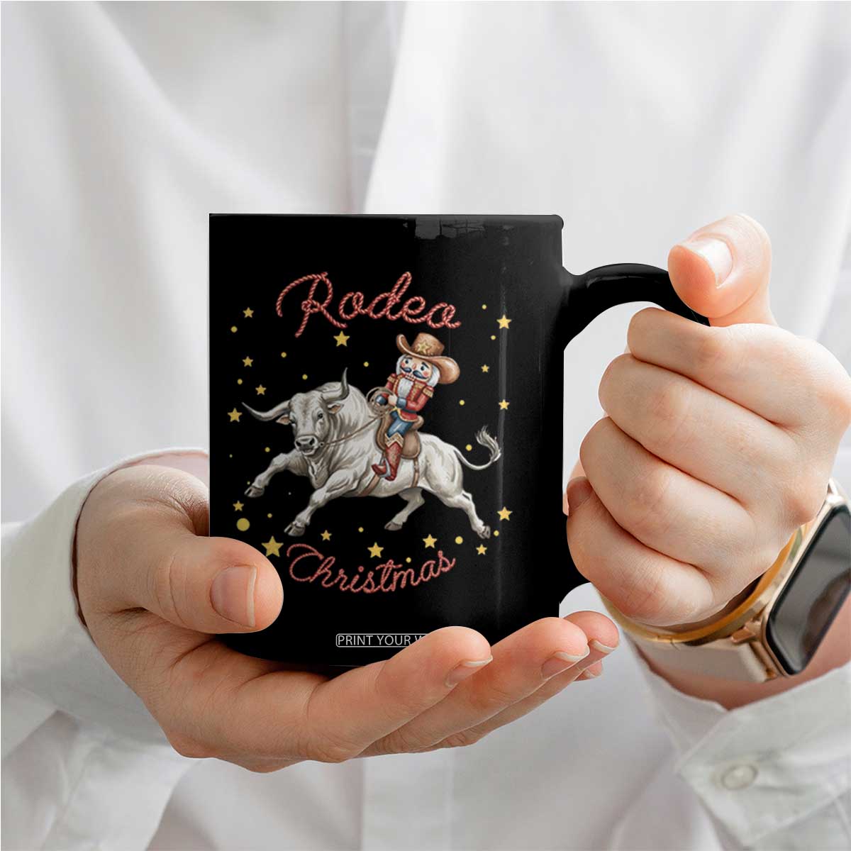 Funny Nutcracker Bull Riding Rodeo Christmas Coffee Mug Western Holiday Gift TS12 Print Your Wear
