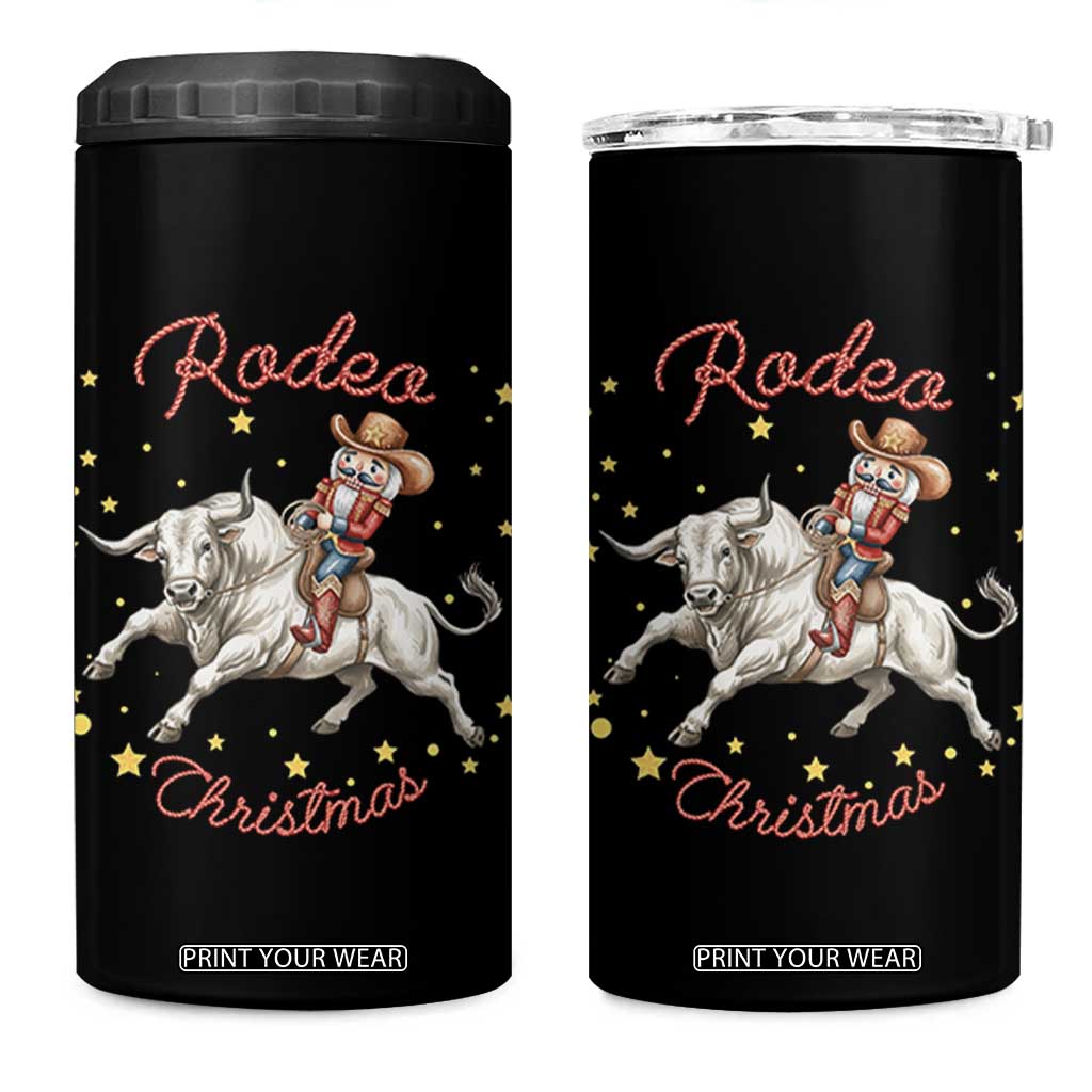 Funny Nutcracker Bull Riding Rodeo Christmas 4 in 1 Can Cooler Tumbler Western Holiday Gift TS12 One Size: 16 oz Black Print Your Wear
