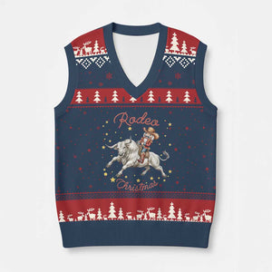 Funny Nutcracker Bull Riding Rodeo Xmas V-Neck Knit Sweater Vest Western Holiday Gift TS12 Navy Red Print Your Wear