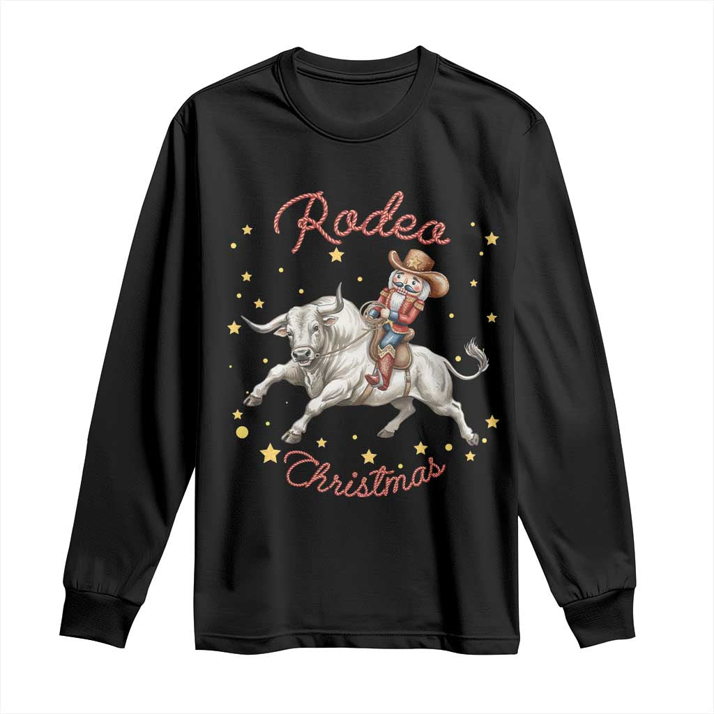 Funny Nutcracker Bull Riding Rodeo Christmas Long Sleeve Shirt Western Holiday Gift TS12 Black Print Your Wear