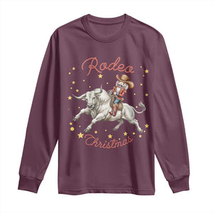 Funny Nutcracker Bull Riding Rodeo Christmas Long Sleeve Shirt Western Holiday Gift TS12 Maroon Print Your Wear