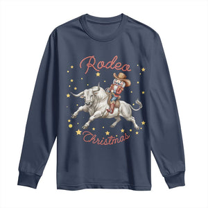 Funny Nutcracker Bull Riding Rodeo Christmas Long Sleeve Shirt Western Holiday Gift TS12 Navy Print Your Wear