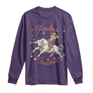 Funny Nutcracker Bull Riding Rodeo Christmas Long Sleeve Shirt Western Holiday Gift TS12 Purple Print Your Wear