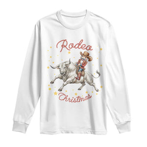 Funny Nutcracker Bull Riding Rodeo Christmas Long Sleeve Shirt Western Holiday Gift TS12 White Print Your Wear