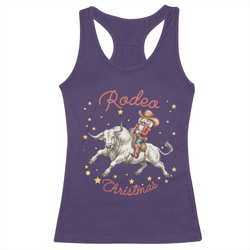 Funny Nutcracker Bull Riding Rodeo Christmas Racerback Tank Top Western Holiday Gift TS12 Purple Print Your Wear