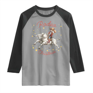 Funny Nutcracker Bull Riding Rodeo Christmas Raglan Shirt Western Holiday Gift TS12 Sport Gray Black Print Your Wear