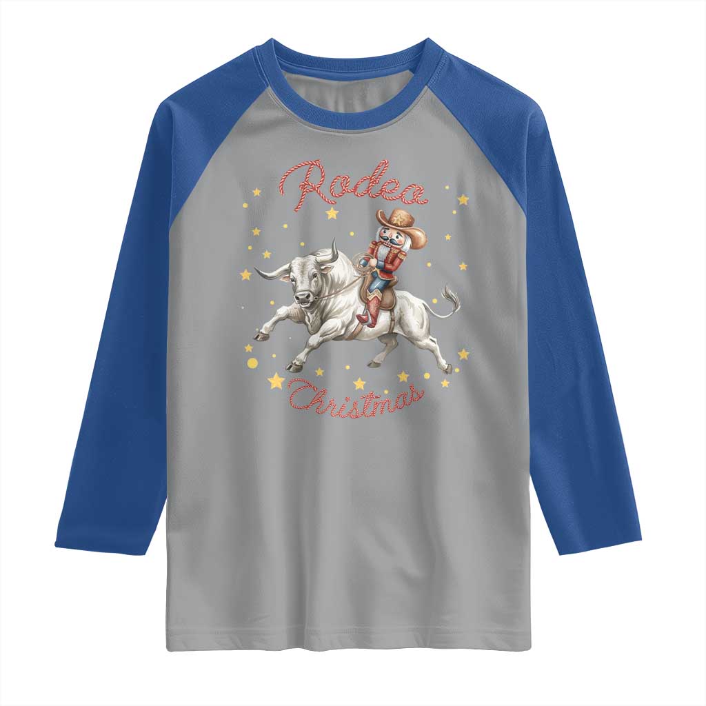 Funny Nutcracker Bull Riding Rodeo Christmas Raglan Shirt Western Holiday Gift TS12 Sport Gray Royal Print Your Wear