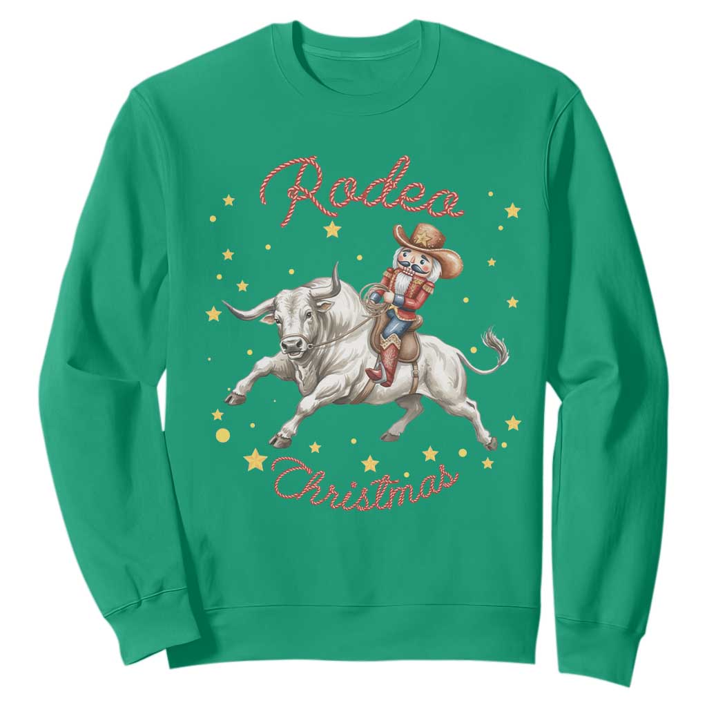 Funny Nutcracker Bull Riding Rodeo Christmas Sweatshirt Western Holiday Gift TS12 Irish Green Print Your Wear