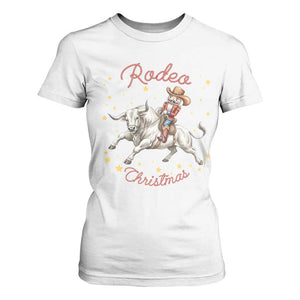 Funny Nutcracker Bull Riding Rodeo Christmas T Shirt For Women Western Holiday Gift TS12 White Print Your Wear