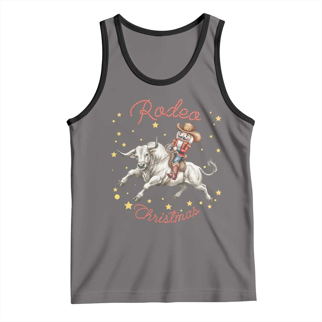 Funny Nutcracker Bull Riding Rodeo Christmas Tank Top Western Holiday Gift TS12 Deep Heather Black Print Your Wear