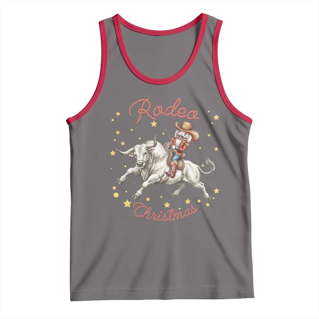 Funny Nutcracker Bull Riding Rodeo Christmas Tank Top Western Holiday Gift TS12 Deep Heather Red Print Your Wear