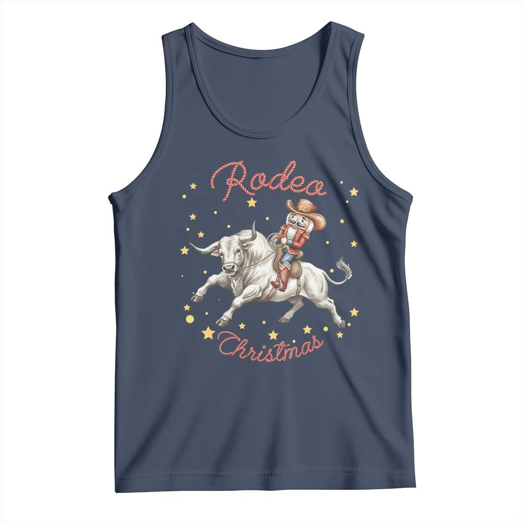 Funny Nutcracker Bull Riding Rodeo Christmas Tank Top Western Holiday Gift TS12 Navy Print Your Wear