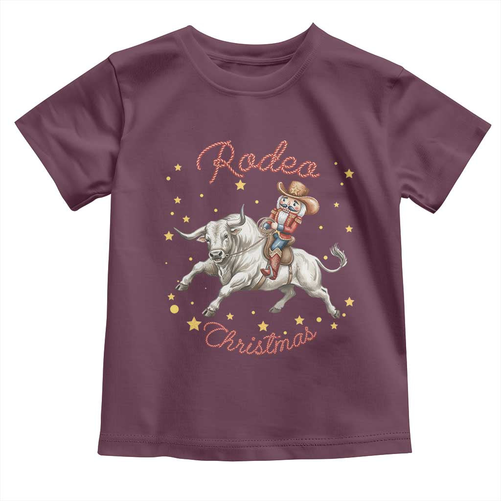 Funny Nutcracker Bull Riding Rodeo Christmas Toddler T Shirt Western Holiday Gift TS12 Maroon Print Your Wear