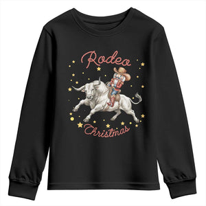 Funny Nutcracker Bull Riding Rodeo Christmas Youth Sweatshirt Western Holiday Gift TS12 Black Print Your Wear
