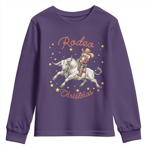 Funny Nutcracker Bull Riding Rodeo Christmas Youth Sweatshirt Western Holiday Gift TS12 Purple Print Your Wear