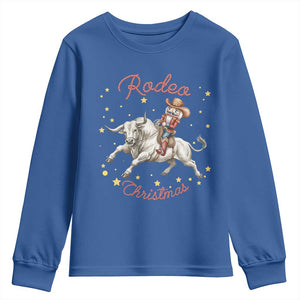 Funny Nutcracker Bull Riding Rodeo Christmas Youth Sweatshirt Western Holiday Gift TS12 Royal Blue Print Your Wear
