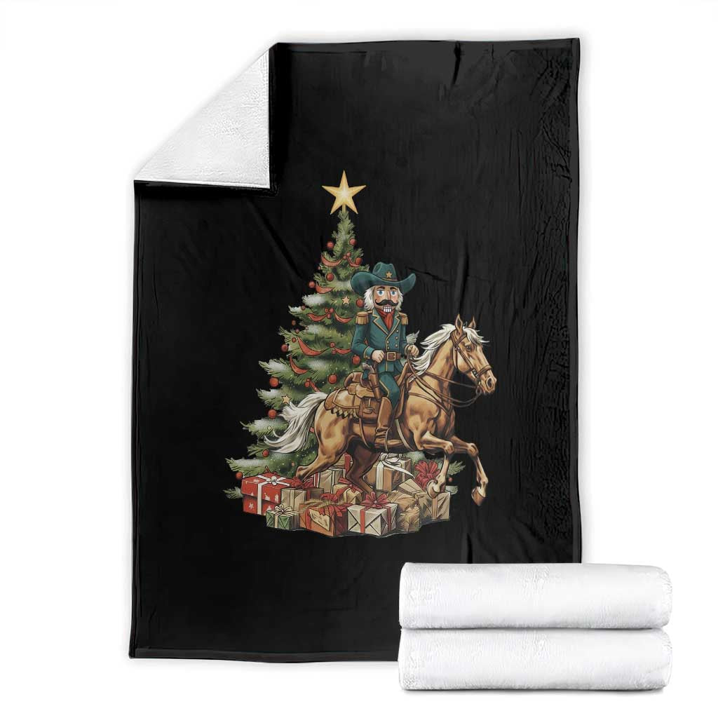 Funny Nutcracker Riding Horse Throw Blanket Western Life Christmas Gift TS12 Black Print Your Wear