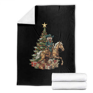 Funny Nutcracker Riding Horse Throw Blanket Western Life Christmas Gift TS12 Black Print Your Wear