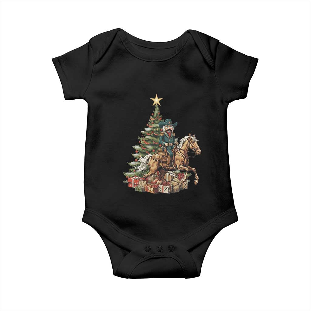 Funny Nutcracker Riding Horse Baby Onesie Western Life Christmas Gift TS12 Black Print Your Wear