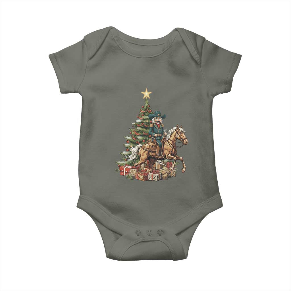 Funny Nutcracker Riding Horse Baby Onesie Western Life Christmas Gift TS12 Military Green Print Your Wear