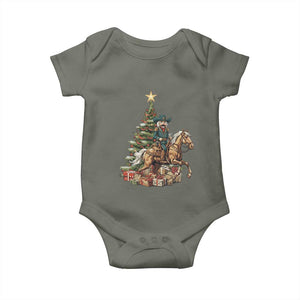 Funny Nutcracker Riding Horse Baby Onesie Western Life Christmas Gift TS12 Military Green Print Your Wear