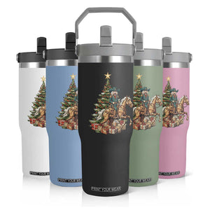 Funny Nutcracker Riding Horse Flip Straw Tumbler Western Life Christmas Gift TS12 Print Your Wear