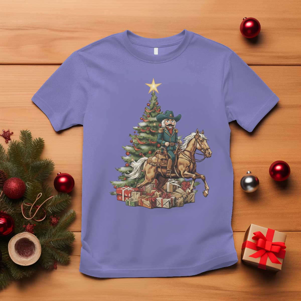 Funny Nutcracker Riding Horse T Shirt Western Life Christmas Gift TS12 Violet Print Your Wear