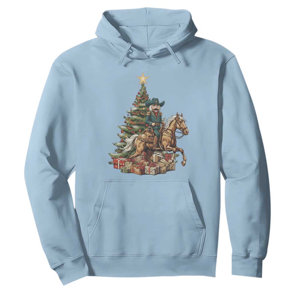 Funny Nutcracker Riding Horse Hoodie Western Life Christmas Gift TS12 Light Blue Print Your Wear