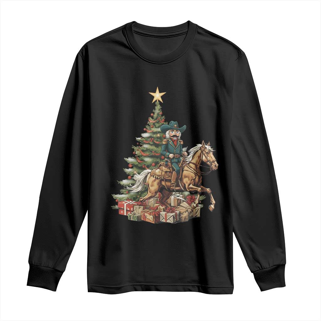 Funny Nutcracker Riding Horse Long Sleeve Shirt Western Life Christmas Gift TS12 Black Print Your Wear