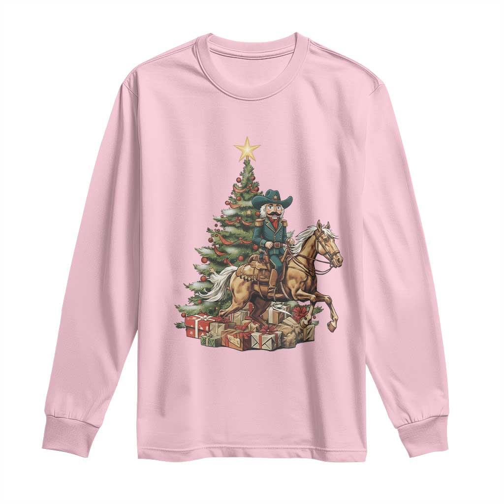 Funny Nutcracker Riding Horse Long Sleeve Shirt Western Life Christmas Gift TS12 Light Pink Print Your Wear