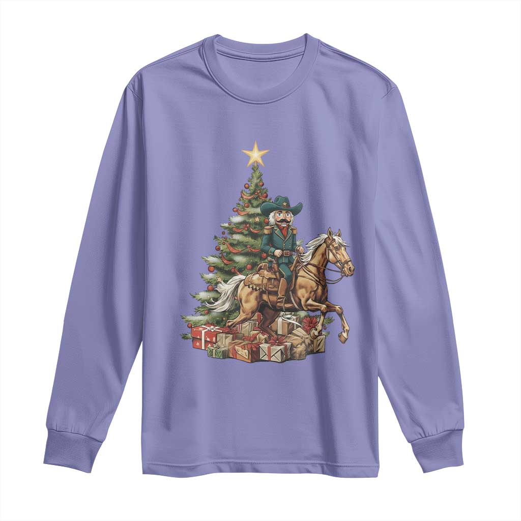 Funny Nutcracker Riding Horse Long Sleeve Shirt Western Life Christmas Gift TS12 Violet Print Your Wear