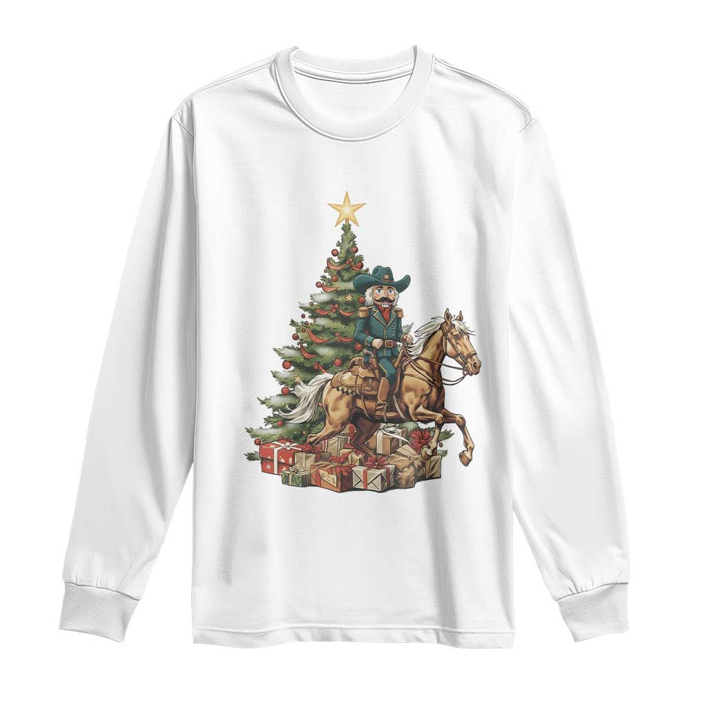 Funny Nutcracker Riding Horse Long Sleeve Shirt Western Life Christmas Gift TS12 White Print Your Wear