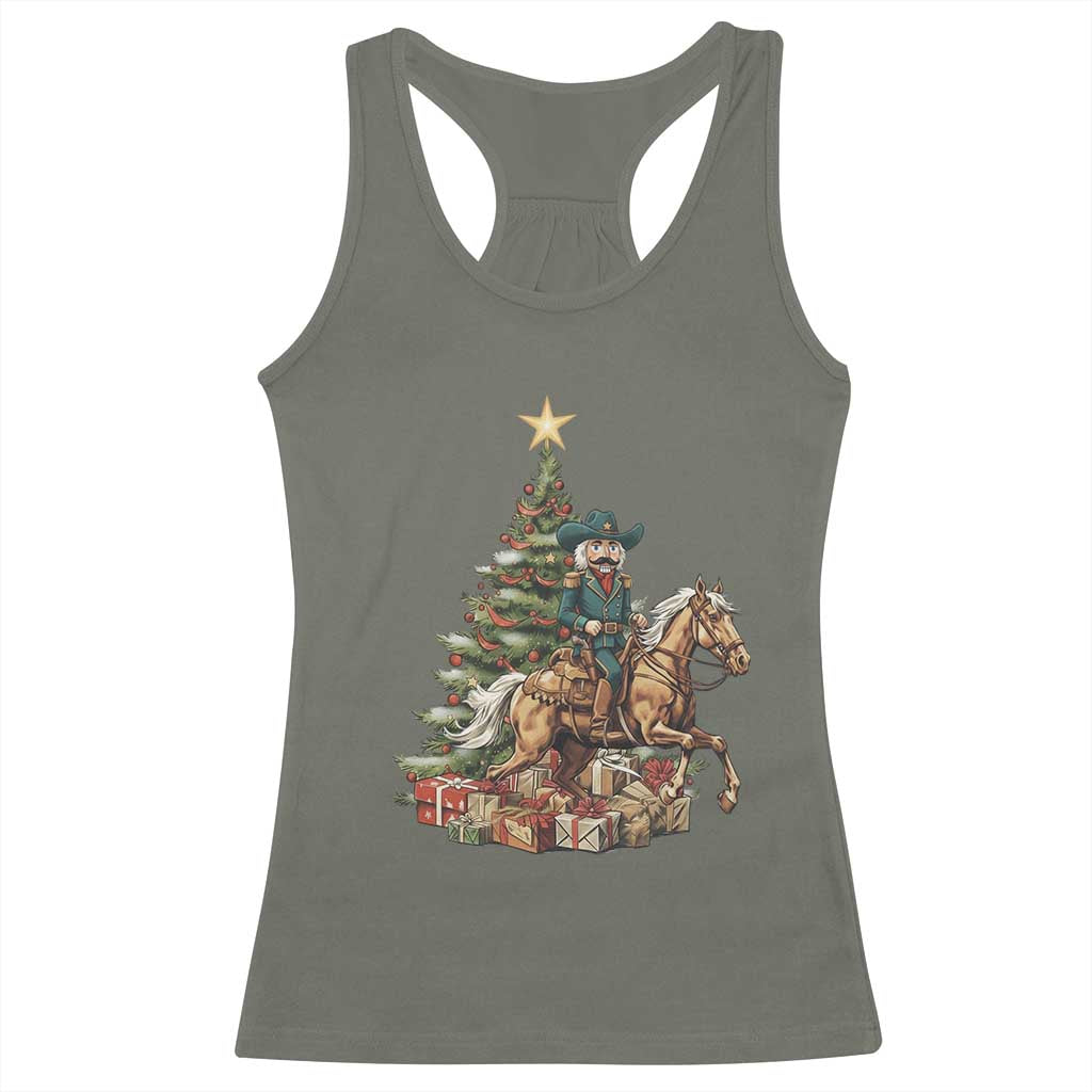 Funny Nutcracker Riding Horse Racerback Tank Top Western Life Christmas Gift TS12 Military Green Print Your Wear
