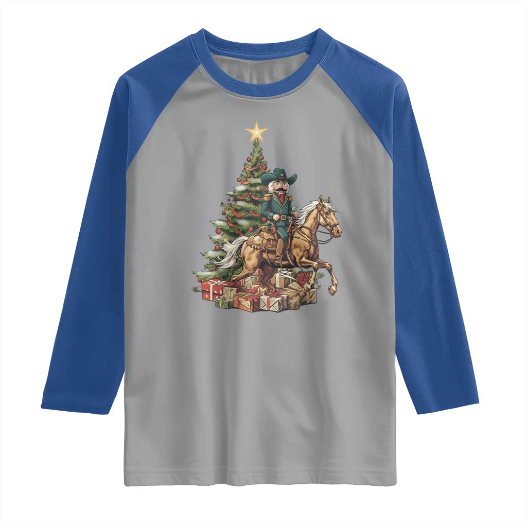 Funny Nutcracker Riding Horse Raglan Shirt Western Life Christmas Gift TS12 Sport Gray Royal Print Your Wear