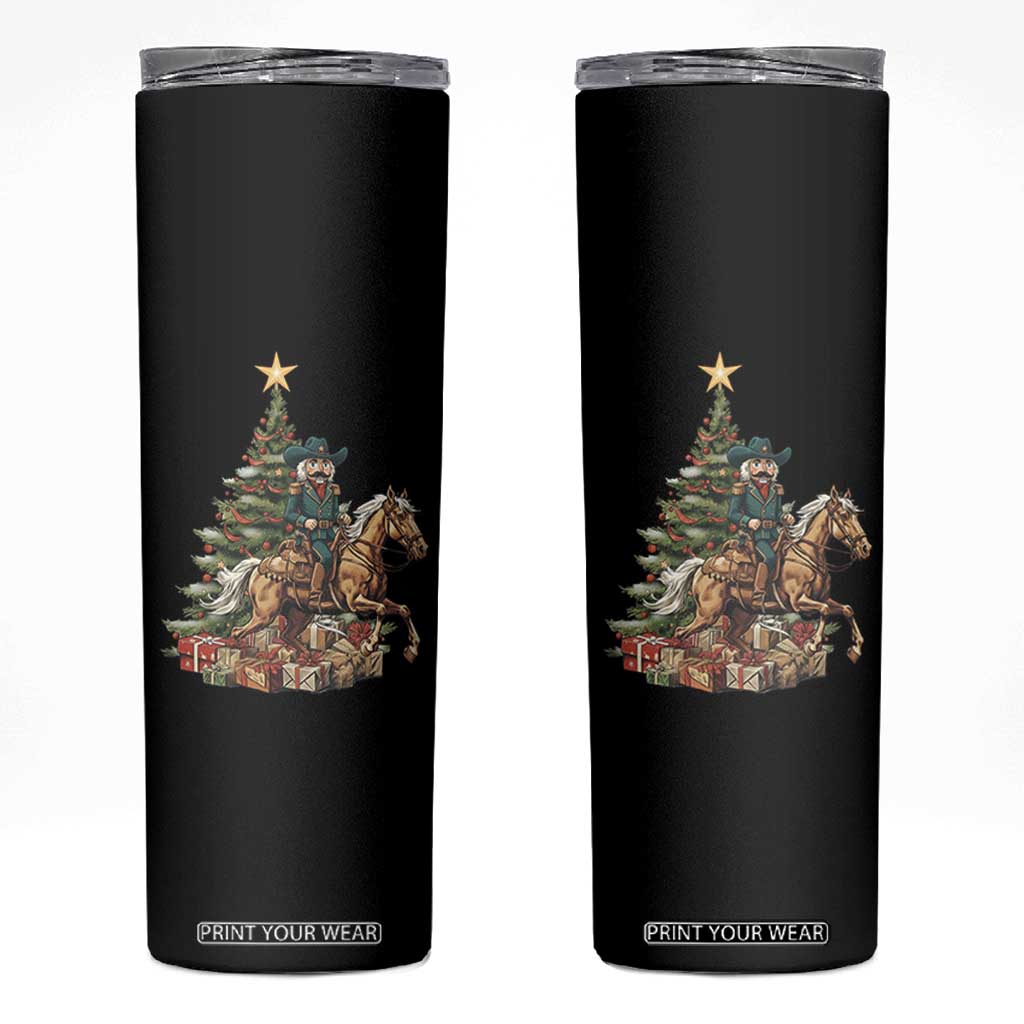 Funny Nutcracker Riding Horse Skinny Tumbler Western Life Christmas Gift TS12 Black Print Your Wear