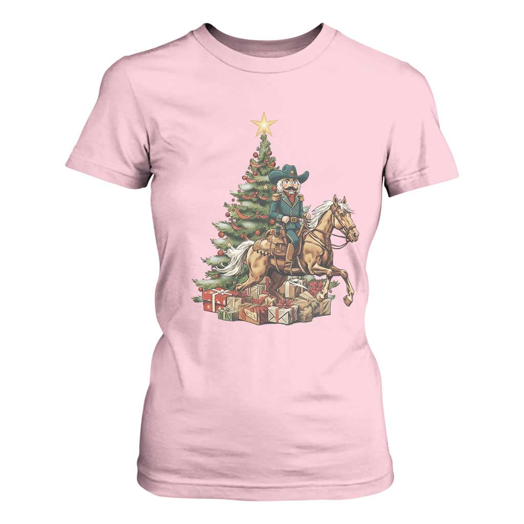Funny Nutcracker Riding Horse T Shirt For Women Western Life Christmas Gift TS12 Light Pink Print Your Wear