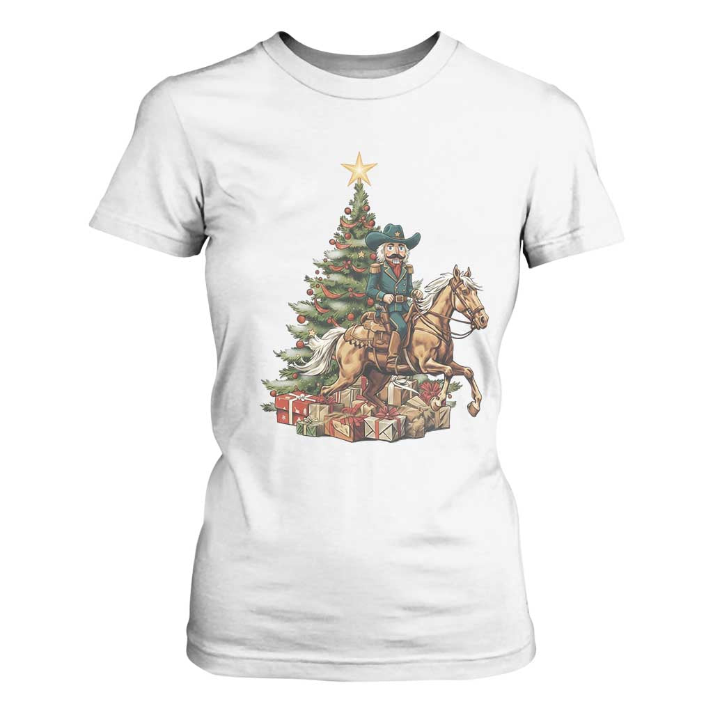 Funny Nutcracker Riding Horse T Shirt For Women Western Life Christmas Gift TS12 White Print Your Wear