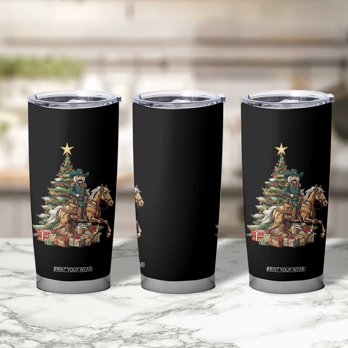 Funny Nutcracker Riding Horse Tumbler Cup Western Life Christmas Gift TS12 Print Your Wear