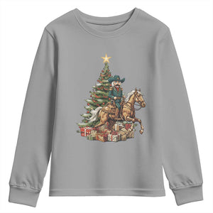 Funny Nutcracker Riding Horse Youth Sweatshirt Western Life Christmas Gift TS12 Sport Gray Print Your Wear