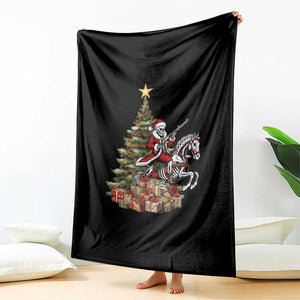 Outlaw Cowboy On Skeleton Horse Throw Blanket Dark Western Christmas TS12 Print Your Wear