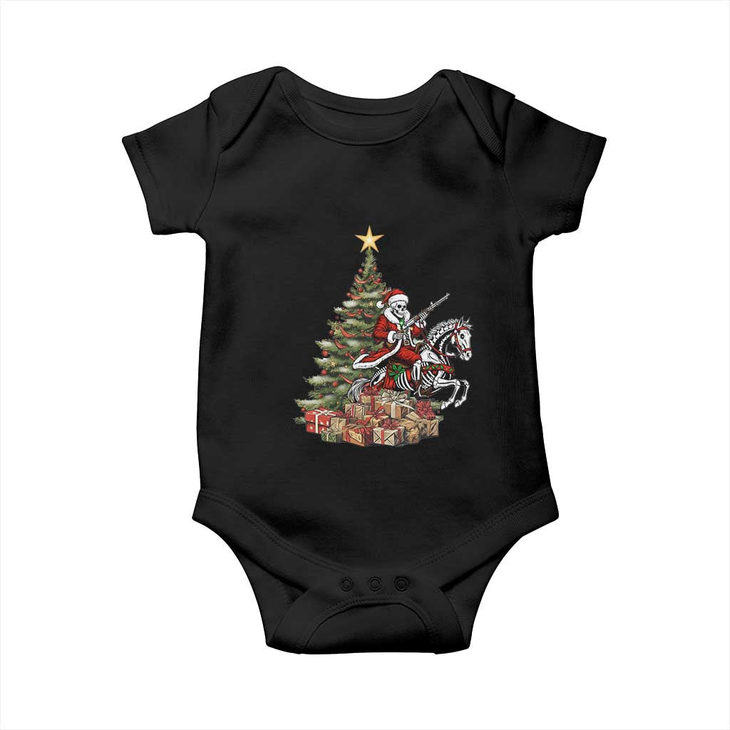Outlaw Cowboy On Skeleton Horse Baby Onesie Dark Western Christmas TS12 Black Print Your Wear