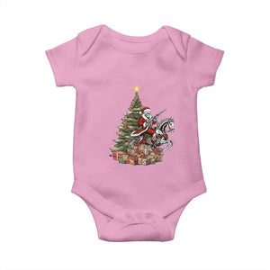 Outlaw Cowboy On Skeleton Horse Baby Onesie Dark Western Christmas TS12 Light Pink Print Your Wear