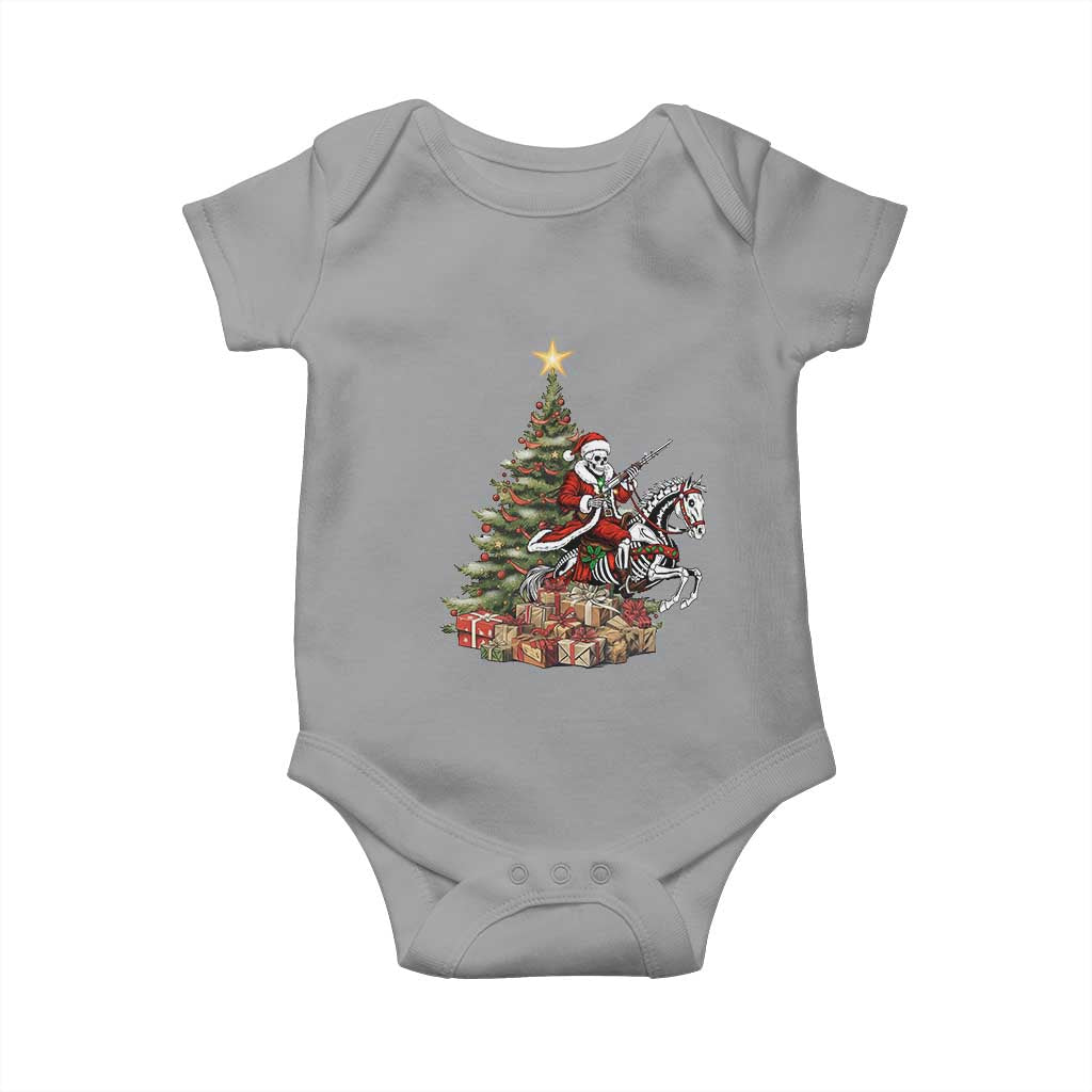 Outlaw Cowboy On Skeleton Horse Baby Onesie Dark Western Christmas TS12 Sport Gray Print Your Wear