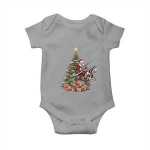 Outlaw Cowboy On Skeleton Horse Baby Onesie Dark Western Christmas TS12 Sport Gray Print Your Wear