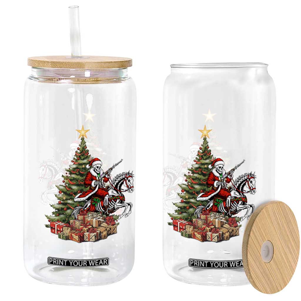 Outlaw Cowboy On Skeleton Horse Glass Can Dark Western Christmas TS12 Print Your Wear