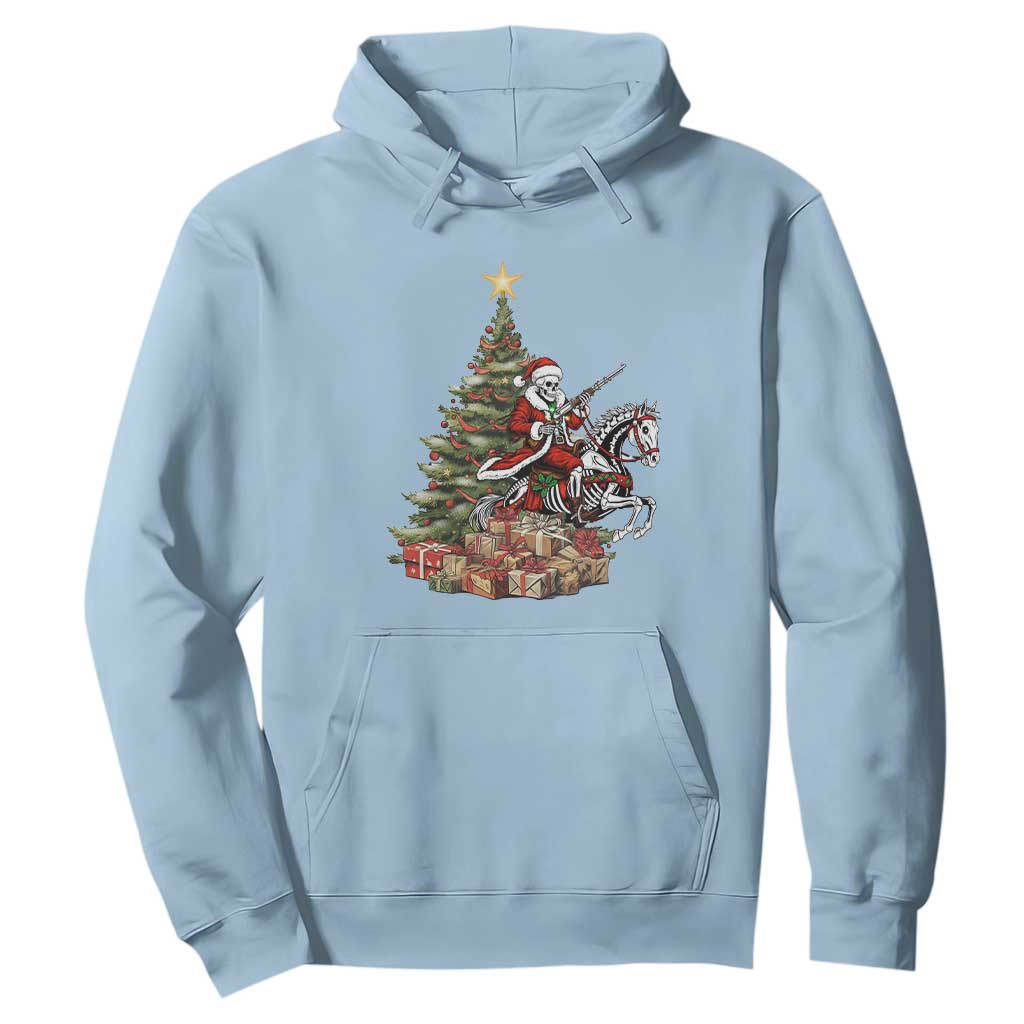 Outlaw Cowboy On Skeleton Horse Hoodie Dark Western Christmas TS12 Light Blue Print Your Wear