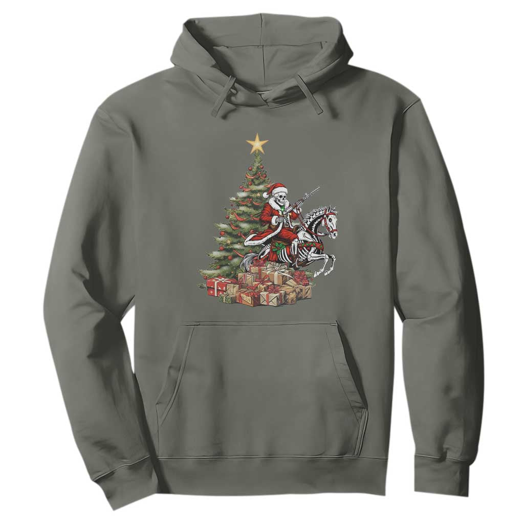 Outlaw Cowboy On Skeleton Horse Hoodie Dark Western Christmas TS12 Military Green Print Your Wear