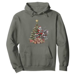 Outlaw Cowboy On Skeleton Horse Hoodie Dark Western Christmas TS12 Military Green Print Your Wear